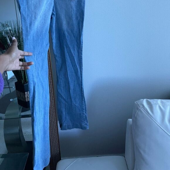 𝅺KENDALL and Kylie confused wash flare leg sold out denim overalls Sz 24 - Picture 10 of 11